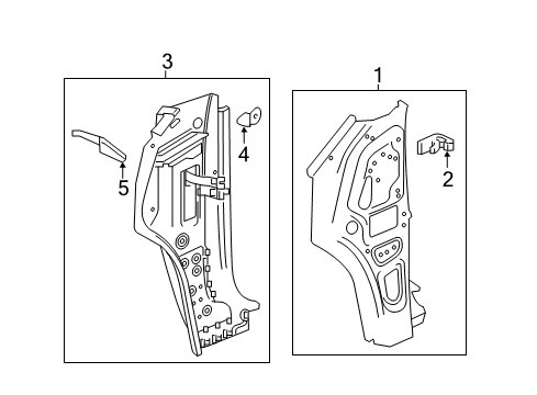2019 Buick Enclave Hinge Pillar Hinge Pillar Reinforcement Extension Diagram for 84199389