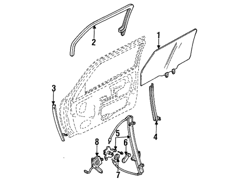 1997 Mercury Villager Front Door Regulator Diagram for F3XY-1223209-A