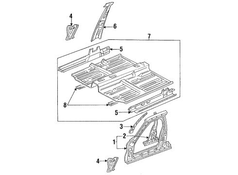 1992 Honda Accord Hinge Pillar, Rocker, Floor, Uniside Floor, FR. Diagram for 65100-SM4-V70ZZ