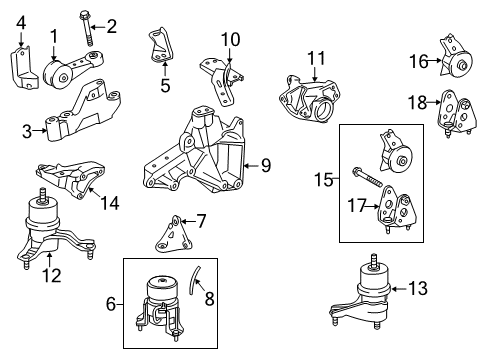 2017 Toyota Highlander Engine & Trans Mounting Side Bracket Diagram for 12325-0P050