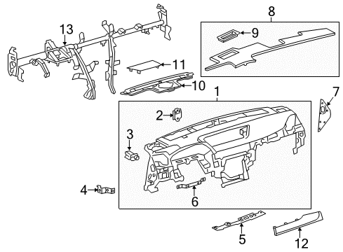 2017 Lexus GS350 Cluster & Switches, Instrument Panel Panel Sub-Assy, Instrument Diagram for 55302-30160-C3