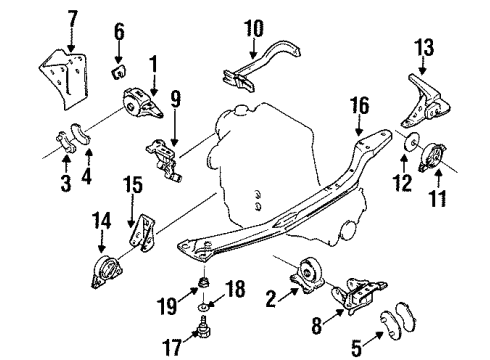 1995 Nissan Altima Engine & Trans Mounting Engine Mounting Support, Left Diagram for 11253-2B001
