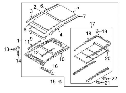 2018 Hyundai Santa Fe Sport Sunroof Cover Assembly-Panoramaroof Center Diagram for 81672-2W000