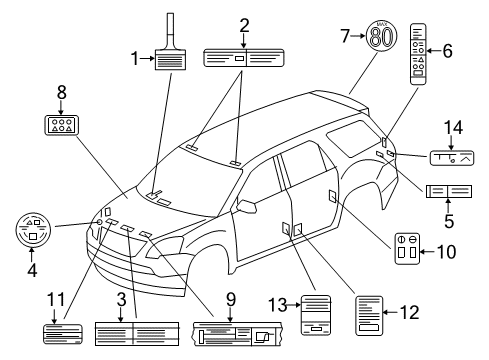 2007 GMC Acadia Information Labels Fan Label Diagram for 15939265