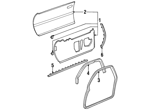 1998 Buick Riviera Door & Components Sealing Strip Asm-Front Side Door Below Belt Rear Gold Diagram for 25626936