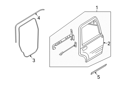 2005 Lincoln Navigator Rear Door Lower Weatherstrip Diagram for 4L1Z-7825324-AA