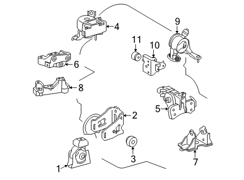 2010 Lexus HS250h Engine & Trans Mounting Bracket, Engine Mounting, LH(For Transverse Engine) Diagram for 12325-28340