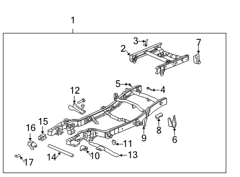 2007 Chevrolet Silverado 2500 HD Frame & Components Crossmember Asm-Trans Support *Marked Print Diagram for 15057773