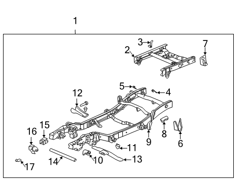 2007 Chevrolet Silverado 2500 HD Frame & Components Bumper Diagram for 15835666