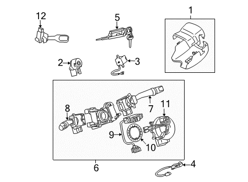 2014 Toyota FJ Cruiser Shroud, Switches & Levers Steering Sensor Assembly Diagram for 89245-33020