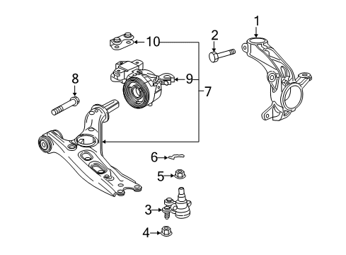 2020 Honda CR-V Front Suspension Components, Lower Control Arm, Stabilizer Bar Nut, Castle (14MM) Diagram for 90363-TLA-A01