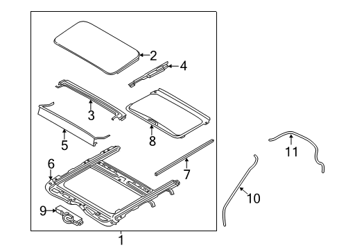 2013 Kia Rio Sunroof Sunshade Assembly-Sunroof Diagram for 816661W000DCM