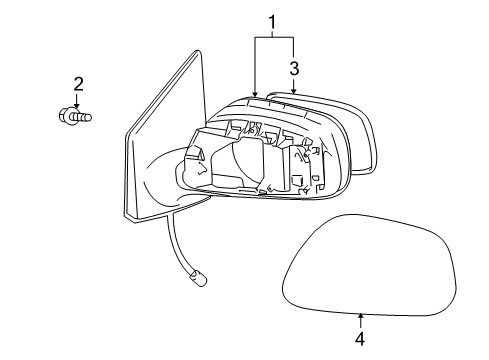 2012 Toyota Corolla Outside Mirrors Mirror Glass Diagram for 87961-02A80