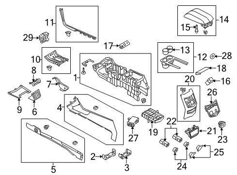 2012 Lincoln MKT Auxiliary Heater & A/C Console Base Diagram for AE9Z-74045A36-KA