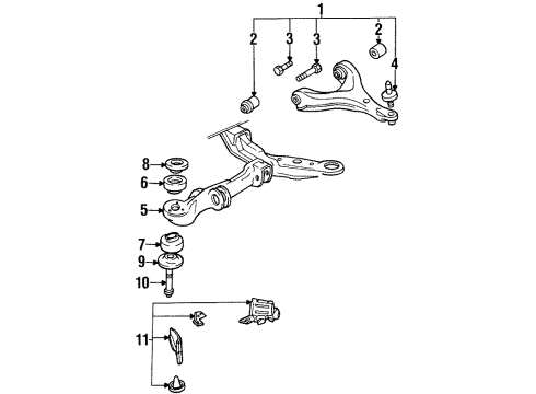 1997 Oldsmobile LSS Front Suspension Components, Lower Control Arm, Stabilizer Bar Bolt/Screw-Front Lower Control Arm Diagram for 25643428