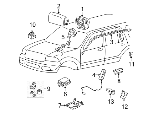 2002 Ford Explorer Air Bag Components Clock Spring Diagram for 1L2Z-14A664-AB