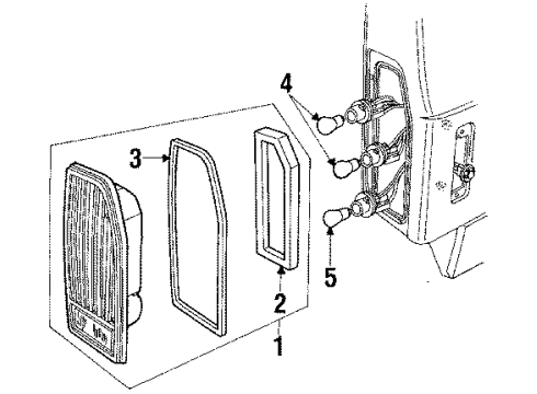 1984 Ford LTD Tail Lamps, Backup Lamps Tail Lamp Assembly Diagram for D9AZ13404B