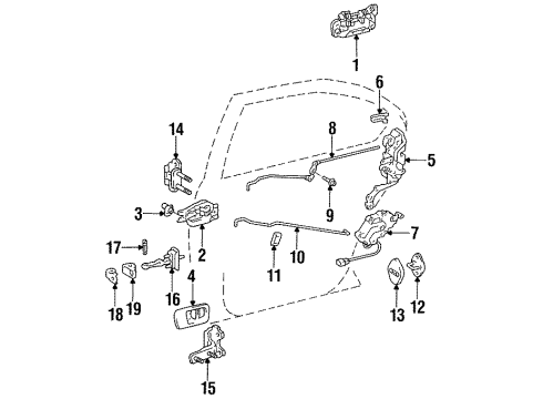 1996 Lexus LS400 Rear Door Rear Door Outside Handle Assembly, Left Diagram for 69240-50021-A0