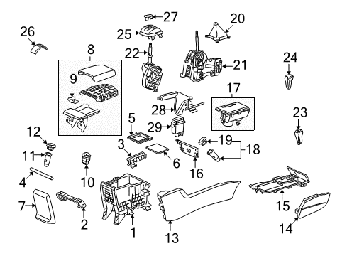 2012 Honda Accord Center Console Panel Assy., Console *NH608L* (Switch) (UH GUN METALLIC) Diagram for 77296-TA5-A11ZB