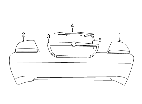 2003 Chrysler Sebring Tail Lamps, High Mounted Stop Lamp, License Lamps Lamp-Tail Stop Turn Diagram for 4805352AC