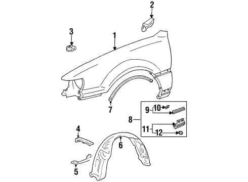 1994 Lexus ES300 Fender & Components, Exterior Trim Liner, Front Fender, LH Diagram for 53876-33060