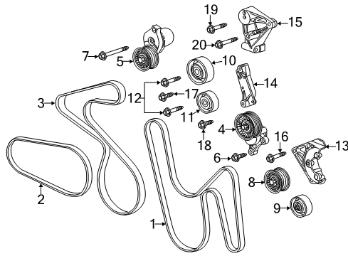 2015 Chevrolet Camaro Belts & Pulleys Serpentine Belt Diagram for 12642400