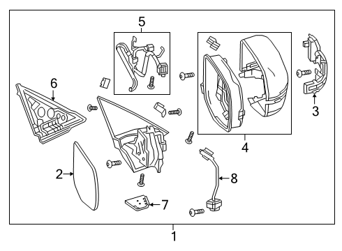 2019 Acura RDX Lane Departure Warning Cover Driver Side, Base Diagram for 76251-TJB-A01