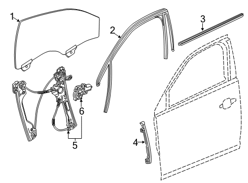 2019 Chevrolet Impala Front Door Run Weatherstrip Diagram for 84312111