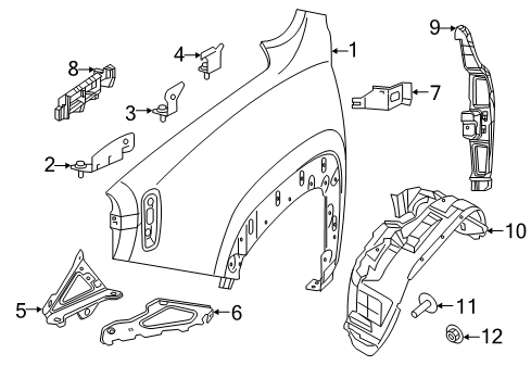 2019 Jeep Renegade Fender & Components Shield-Splash Diagram for 68439774AA