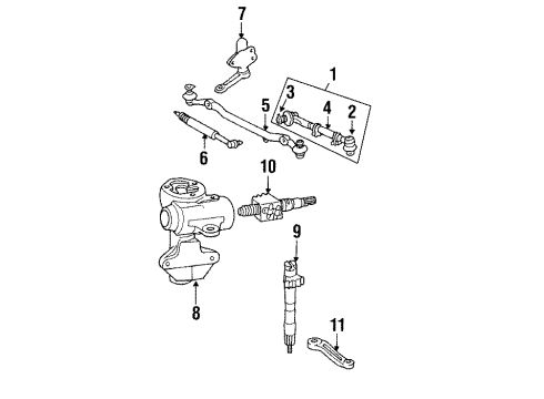 1994 Toyota Pickup P/S Pump & Hoses, Steering Gear & Linkage Rod Assy, Tie, LH Diagram for 45460-39225