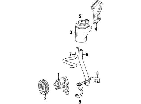 2000 Mercury Grand Marquis P/S Pump & Hoses, Steering Gear & Linkage Return Hose Diagram for F8AZ-3A713-AA