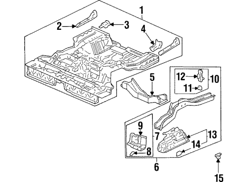 1995 Acura TL Rear Body - Floor & Rails Panel Set, Rear Floor Diagram for 04655-SW5-306ZZ