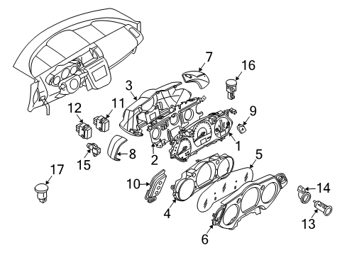 2003 Nissan Murano Automatic Temperature Controls Speedometer Assembly Diagram for 24820-CA006