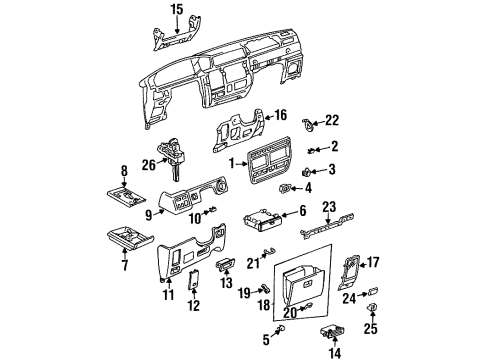 1995 Toyota Land Cruiser Instrument Panel Edge Guard Diagram for 55358-60020