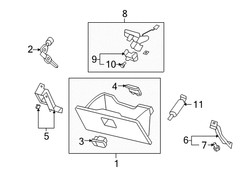 2007 Honda CR-V Glove Box Light Assy., Glove Box Diagram for 34254-SWA-003