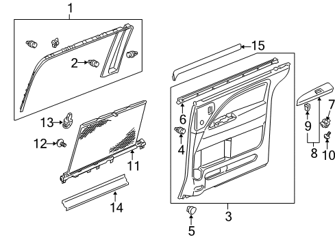 2006 Honda Odyssey Sliding Door Weatherstrip Assy., R. RR. Door (Inner) Diagram for 72837-SHJ-A01