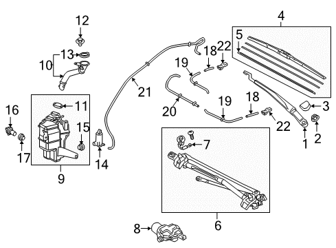 2019 Toyota Camry Wiper & Washer Components Inlet Sub-Assembly, Wash Diagram for 85301-06010