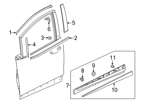 2021 Chevrolet Bolt EV Exterior Trim - Front Door Upper Molding Diagram for 42438247