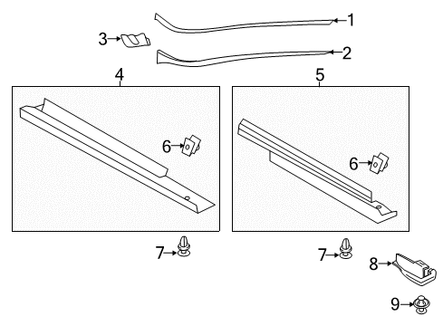 2017 Ford C-Max Exterior Trim - Pillars, Rocker & Floor Pillar Molding Diagram for AM5Z-5803136-A