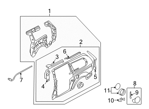 2007 Hyundai Entourage Side Panel & Components Opener Assembly-Fuel Filler Door Diagram for 95720-4D000