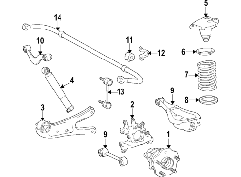 2018 Lexus RX350 Rear Suspension Components, Lower Control Arm, Upper Control Arm, Ride Control, Stabilizer Bar Rear Axle Hub & Bearing Assembly, Left Diagram for 42410-0E070