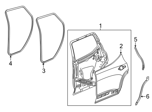 2017 GMC Acadia Rear Door Rear Weatherstrip Diagram for 84102021