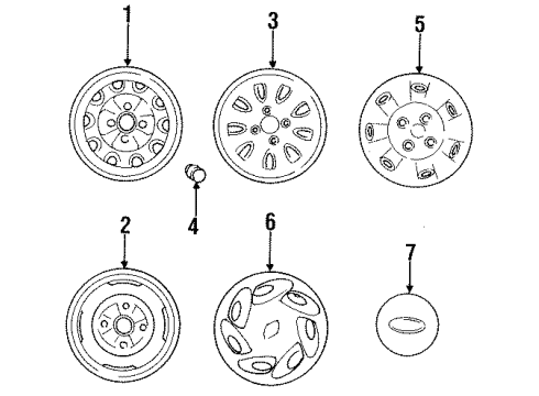 1995 Hyundai Sonata Wheels, Covers & Trim Steel Wheel Full Cap Diagram for 52960-34910