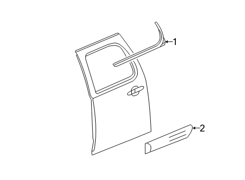 2013 GMC Sierra 2500 HD Exterior Trim - Rear Door Body Side Molding Diagram for 22760309