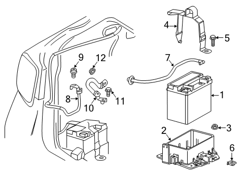 2015 Chevrolet Impala Battery Battery Tray Diagram for 23445180