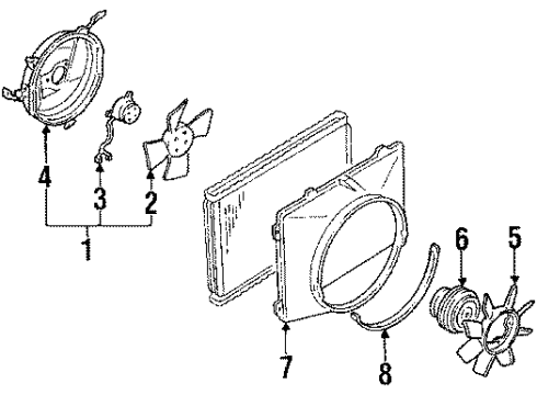 1990 Infiniti M30 Cooling Fan SHROUD Assembly Diagram for 92123-F6600