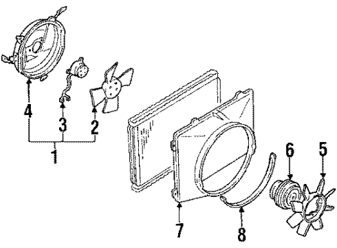 1990 Infiniti M30 Cooling Fan Motor Assy-Fan & Shroud Diagram for 92120-F6600