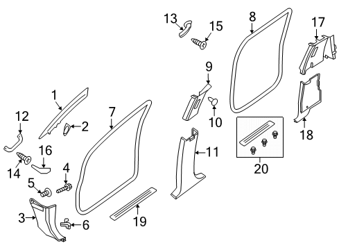 2021 Nissan Titan Interior Trim - Cab Screw Diagram for 08168-6201A