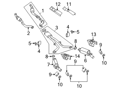 2006 Pontiac GTO Exhaust Components Muffler W/Tailpipe Diagram for 92161762