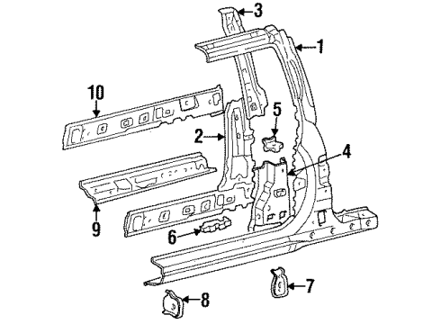 1998 Toyota Tercel Rocker Panel Inner Rocker Diagram for 57402-16904